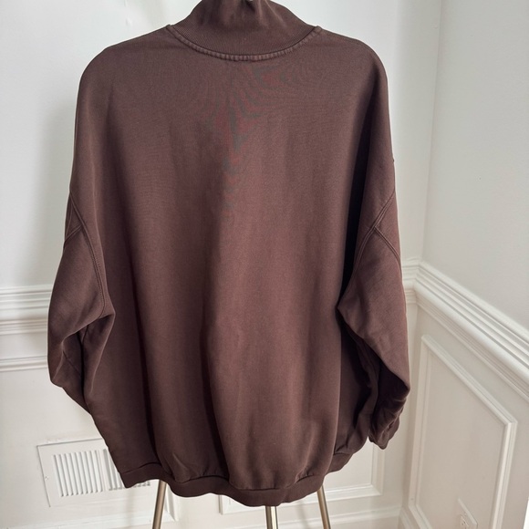 NWT Skims Boyfriend Fleece Espresso Brown Half-Zip Pullover Sweatshirt Small - Picture 5 of 8